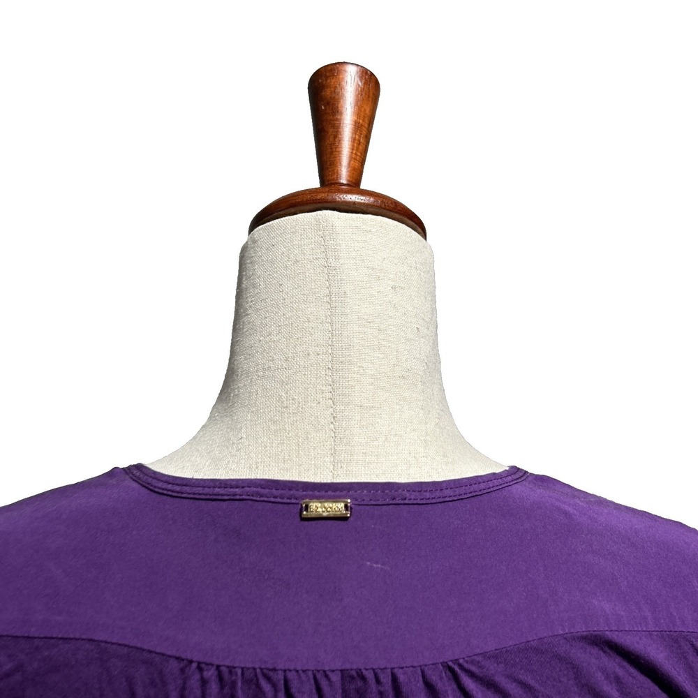 St. John Women's Blouse Medium Viscose Draped V-Neck Short Sleeve Shirt Top - Picture 8 of 10